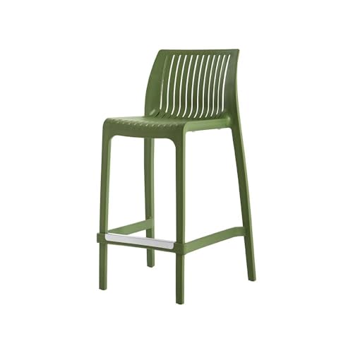 Lagoon Milos Banqueta de Barra, Set de 2, Taburete inyectado en Polipropileno, Fibra de Vidrio, Protección UV, Altura 65 cm, Apilable, con Respaldo y Reposapiés, para Salón, Patio, Cocina y Bar (Verde Agave) miniatura 4