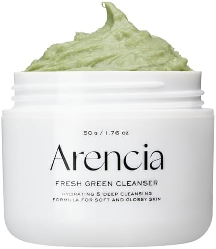 Arencia Korean Rice Mochi Face Cleanser & Daily Scrub - Moisturizing, Brightening & Deep-Cleansing - All Skin Types, Vegan, Organic - with Rice Powder, Rice Water & Green Tea (50g)
