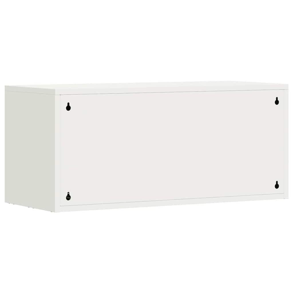 Armario de pared para garaje blanco 33 x 80 x 35 cm | Acero recubierto de polvo, bloqueable, puerta abatible, manija empotrada, montaje en pared