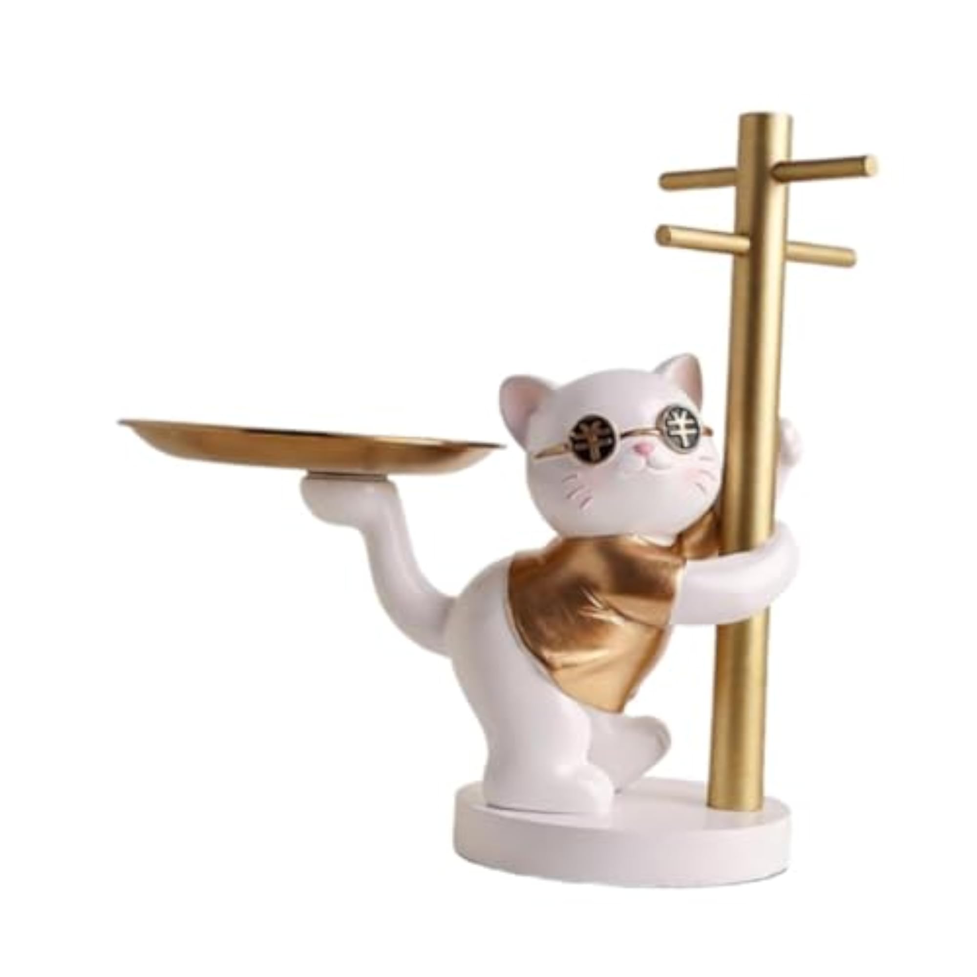 Cat Key Tray for Entryway Table, Decorative Cat Statue
