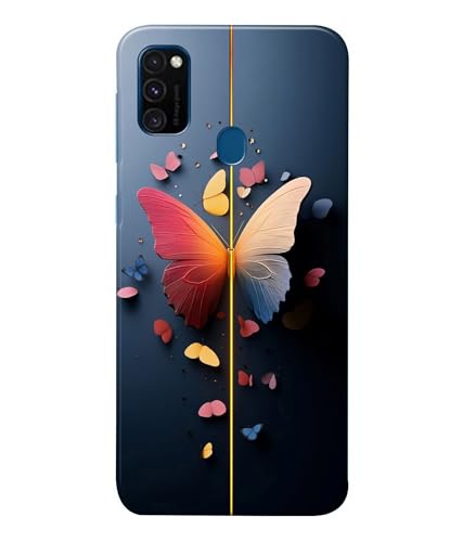 Image of Stylish Butterfly Printed Hard Back Case Cover Compatible for Samsung Galaxy M21 / Samsung Galaxy M30S (Multicolor) - D1665