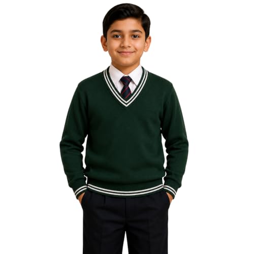 Image of Boy's School Uniform Lining Full Sleeves Sweater - Daffodil