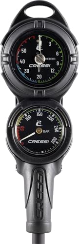 Cressi Console PD2 Pressure+Depth Gauge Vale 300 C Black m/Bar - Consola de Buceo, manómetro Bar+profundímetro métrico, Negro, Talla única, Unisex