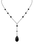 Sacina Gothic Dainty Black Beaded Teardrop Y Necklace, Gothic Necklace, Goth Jewelry, Christmas Jewelry Gift for Women