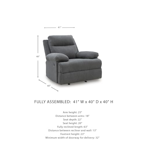 Image of Signature Design by Ashley Rocker Recliner Chair, Charcoal Chenille