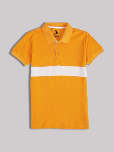 Image of Li'l Tomatoes Boys Pique Polo T-Shirt | Solid Collar Half Sleeve Casual Summer Wear | Soft & Breathable Cotton Blend | 3-15 Years
