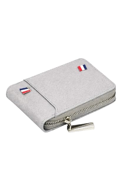 Slim Compact Credit Card Wallet with Multiple Compartments, Secure Zipper Closure Card Case | Travel Friendly Zipper Card Holder with Expandable Sections, Business and ID Card Organizer Wallet (Grey)-image-24