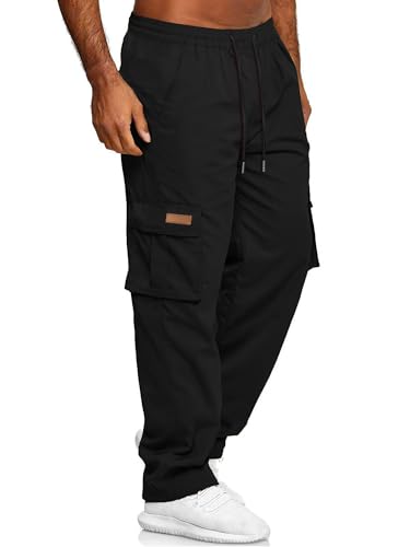 HOTake Men's Casual Cargo Sweatpants Waist Drawstring Joggers Hiking Tactical Pants for Men with Pockets4