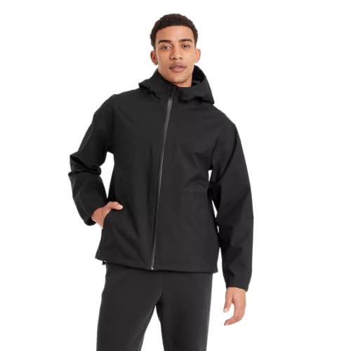 All in Motion Men's Waterproof Rain Coat - (Large, Black)