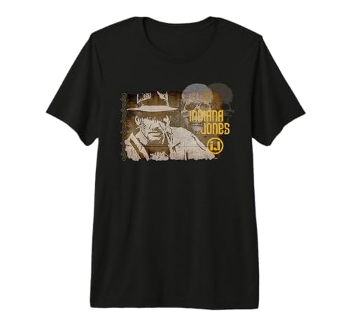 T-shirt Indiana Jones Lucasfilm motif carte vintage et crâne en coton premium