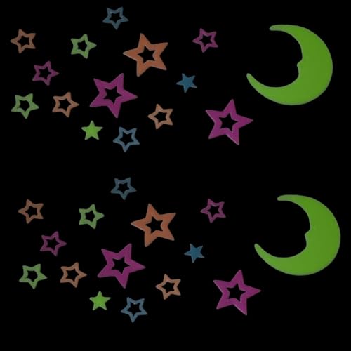 Stickers Moon and Stars para techo que brillan en la oscuridad miniatura 1