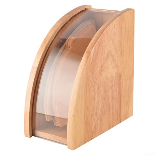 HEBEOT Coffee Filter Holder, Wooden Coffee Filter Storage Box Filter Paper Holder For Hand-pour Coffee Lovers 17.8*16.5*10cm