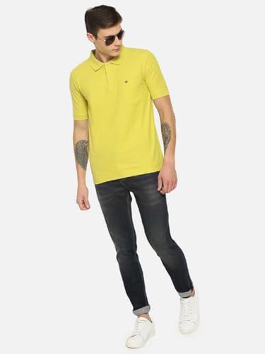 Image of Dollar Men's Pack of 1 Solid Cotton Blend Polo Neck T-Shirt
