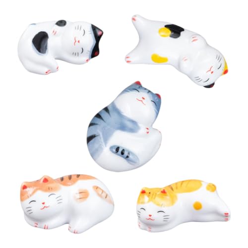 HIAKDOFT 5個 和風セラミック招財猫箸置き点 食器安定可能 コンパクトで清掃