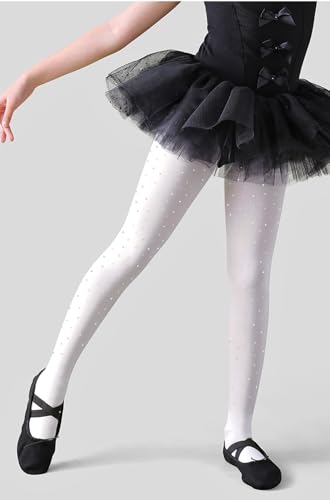 Image of LUCKELF Girls Glitter Tights, Soft Opaque Tights Sparkle Rhinestone Tights School Dress Dance Stockings