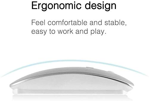 Zeru Bluetooth Mouse Rechargeable Wireless Mouse For Macbook Pro,Bluetooth Wireless Mouse For Laptop Pc Computer (Silver) #TOP3