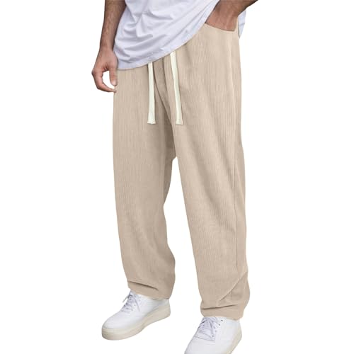 Pantalón de cordón para hombre, stretch, baggy, jogging, pantalones largos, de tela de cordón, japonesa, para otoño e invierno, casual, con cintura elástica, pantalones de ocio, holgados, pierna recta
