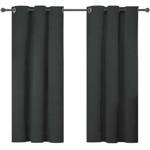 Ystyle Cortina Opacas 100% de Lino 2 Piezas, 117×137cm, Cortinas Termicas Aislantes Frio Y Calor, Cortinas Dormitorio Salon Habitacion Modernas, Cortina Antiruido Blackout Curtains, Negro