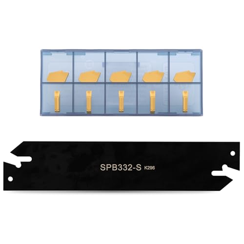 CDBP SPB332-S/SPB32-3 Parting Blade with 10 pcs GTN-3 Carbide Inserts Parting Grooving Cut-Off Tool Set, Slotted Tool