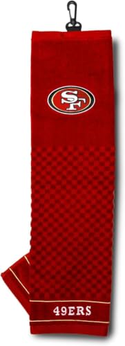 Team Golf NFL San Francisco 49ers Embroidered Golf Towel Embroidered Golf-Towel, Checkered Scrubber Design, Embroidered-Logo (Pack of 6)