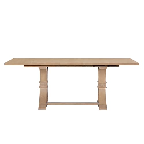 Image of Christopher Knight Home Ethan Extendable Dining Room Table for 6, Wooden Rectangular Expandable Kitchen Table, Vintage Dining Table for Dining Room Kitchen, Light Natural