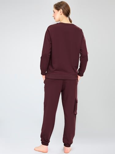 Image of ZEYO Women's Cotton Track Suit Typography Printed Sweatshirt Co-ords Set 5821