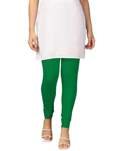 Image of Lux Cozi PYNK Solid Premium Cotton Lycra Churidar Leggings for Women | Regular Fit Elastic Waist Full Length Women Leggings | Free Size