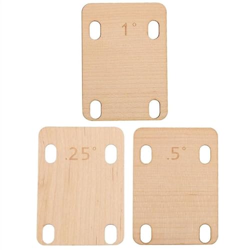 BODYA Lot de 3 cales de manche de guitare classique en érable 0,25, 0,5 et 1 degré pour réparation de guitare basse