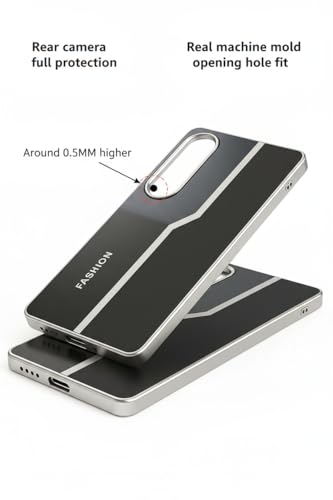 Image of Premium Back Cover Compatible with Samsung Galaxy S25 Edge | Leather Finish Shockproof Case with Metal Edge Design & Raised Camera Protection (Black)
