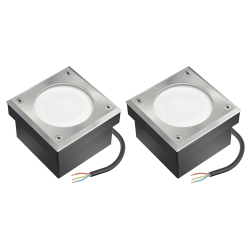 ledscom.de 2x GX53 luz empotrada en el suelo para adoquines NEOLUM para exteriores, IP67, angular, 10 x10cm, incl. pinza para lámpara