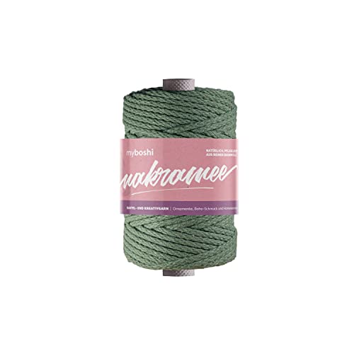 myboshi Makramee-Garn, geflochten, 4mm, Made in Germany, Naturgarn, Kn&uuml;pf-Garn, das Kreativgarn f&uuml;r orientalische -Makramee-Arbeiten Gr&uuml;n, 1 Kordel a 50m