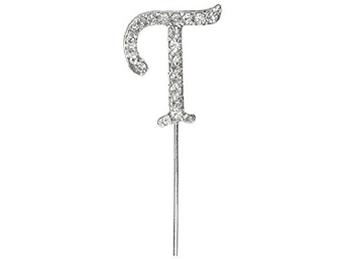 Club Green Strass Lettera T su Stelo, Argento, 4.5...