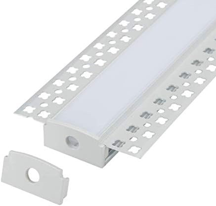 16-Pack Plaster-in LED Aluminum Profile 3.3ft/1m with Flange for LED Strip, Drywall Aluminum Channel with Clip-in Diffuser and End Caps