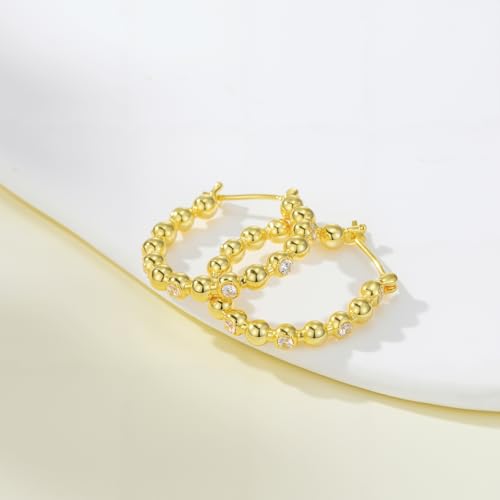 Gold Hoop Earrings for Women 14K Gold Earrings 14 Karat Hoops Earring Heart Hypoallergenic Minimalist Dainty Cute Hoops Earrings for Womens 25mm - Image 6