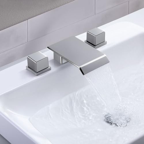 Robinet mitigeur de salle de bain cascade haut de gamme 3 trous en chrome poli durable