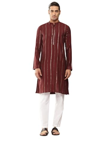 Kurta homme en pure soie Chanderi noble brodée See Designs