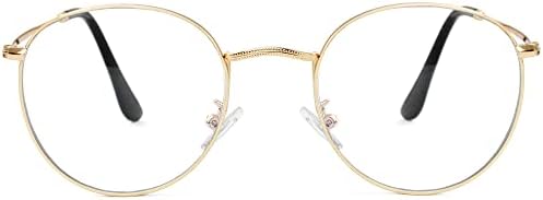 Kursan Classic Round Clear Lens Glasses for Women Men Circle Metal Frame Non-Prescription Eyeglasses