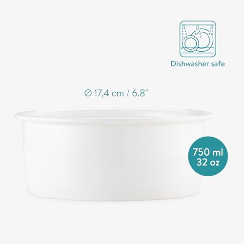 Navaris 2X Hundenapf groß aus Steingut - Futternapf Futterstation - Napf Set für Hunde - Doppel Fressnapf Futterbar - Schale spülmaschinenfest