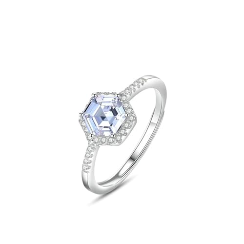 Image of 9K Gold Ring, Women's Ring with 1ct Hexagon Moissanite Au375 9K White Gold Band Size H 1/2