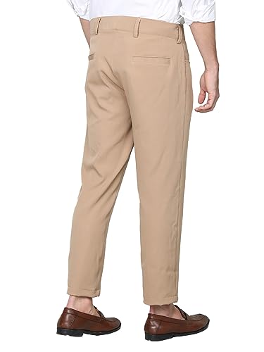 Image of CHKOKKO Men Mid Rise Slim Fit Solid Regular Trouser