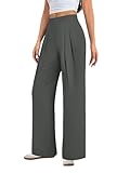 JEKAOYI Women's High Waisted Casual Pants Wide Leg Stretchy Business Dress Work Pull On Trousers Dark Grey