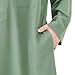 Boy's Muslim Thobe Arab Long Sleeve Abaya Kaftan Robe Eid Ramadan Islamic Middle East Dubai Prayer Robes with Pockets Green