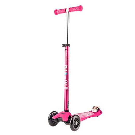 Micro Kickboard - Maxi Deluxe 3-Wheeled, Lean-to-Steer, Swiss-Designed Micro Scooter for Kids, Ages 5-12 - Pink