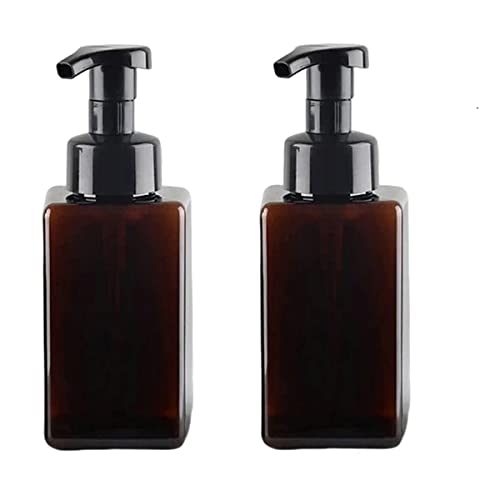 Schaumseifenspender, quadratisch, nachfüllbar, 450 ml, PETG-Kunststoff, BPA-frei, für Shampoo, Duschgel, Flüssigseife, Küche, Bad, Krankenhaus, 2 Stück