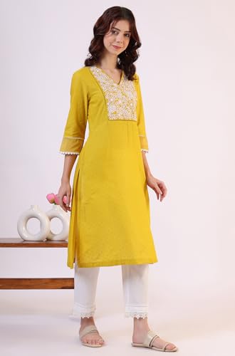 Image of W for Woman Solid Straight Pure Cotton Kurta