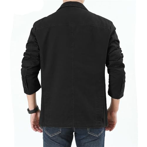 Men's Vintage Casual Washed Cotton 3 Buttons Suit Jacket Lightweight Work Coat Blazer3