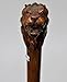 Dark Brown Wooden Walking Cane Stick Lion Head Animal Carved Handle