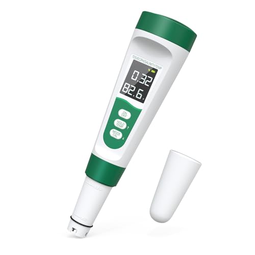 YUZIIB Salt Tester for Saltwater Pool & pH Meter,5 in 1 Digital Water Tester for Salinity,Temp,EC,TDS Meter for Pool Salt Tester,Hot Tubs & Spas,Hydroponics,Aquarium,Accurate & Reliable,Green