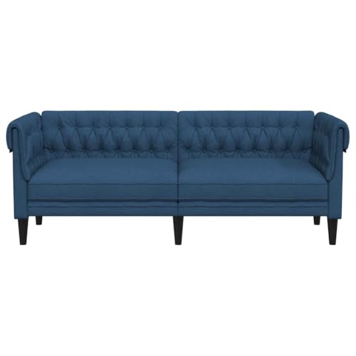 Sofá de 3 plazas tela azul Chesterfield para ahorrar espacio en salón 5