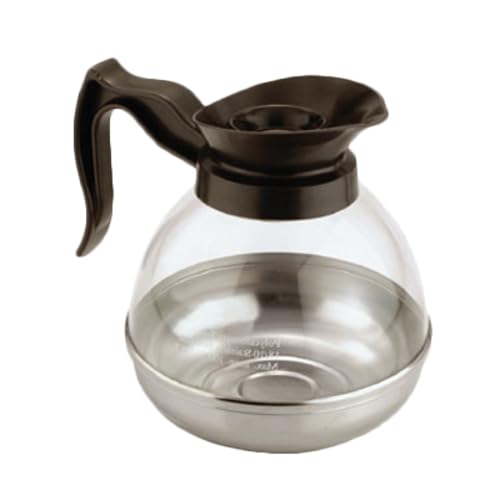 FSE PLCD064 Coffee Decanter, 64 oz. Capacity, Durable Plastic Handle/top, Break-Resistant, Polycarbonate Body, Stainless Steel Base, Black